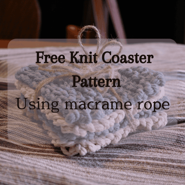Free knitted coasters pattern, made from macrame rope