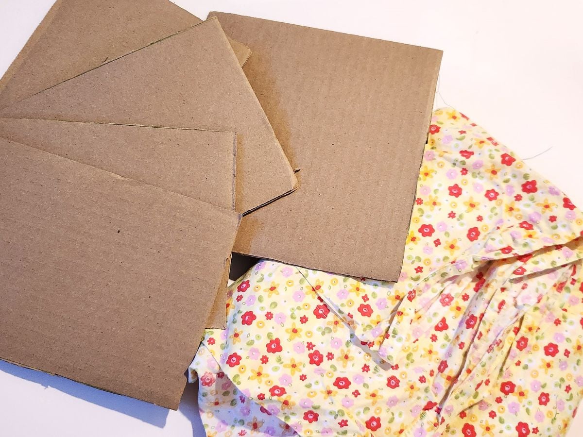 fabric and cardboard pieces