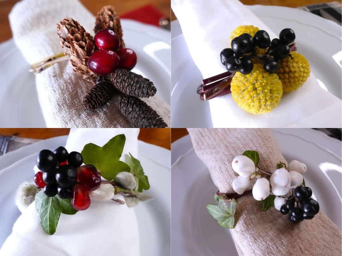 Primitive Candle Napkin Rings - 2 Pip Berry Rings With Rustic Tin Stars (Orange/Black)