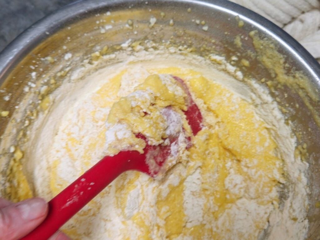 folding flour into cupcake batter