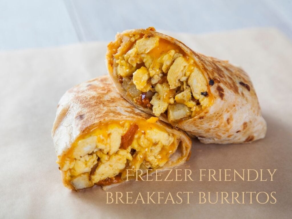 make ahead breakfast burrito cut in half