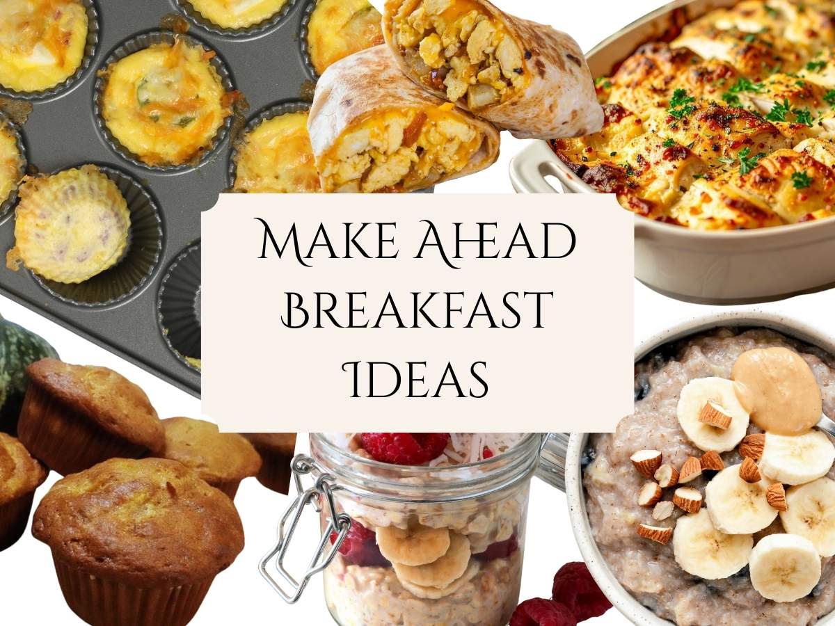 a collage of make ahead breakfast options