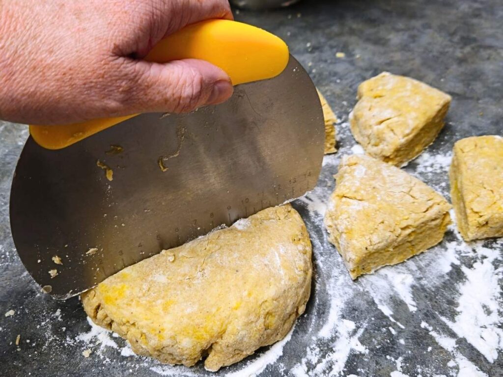 cutting blade cutting scone dough